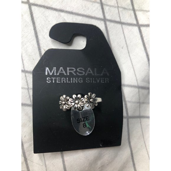 NWT Marsala Sterling silver 3 flower Size 8 ring - Picture 1 of 4